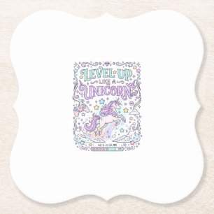 Dessous-de-verre En Papier Niveau de licorne monte comme une licorne adorable