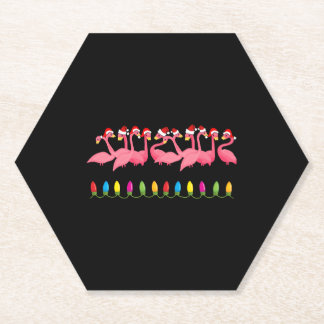 Dessous-de-verre En Papier NOËL AU FLAMANT ROSE design PLAGE PÈRE NOËL