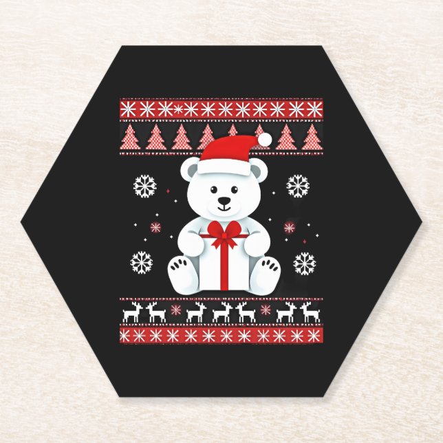 Dessous-de-verre En Papier Noël de l'ours (5) (Devant)