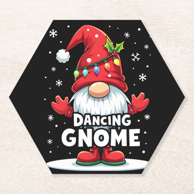 Dessous-de-verre En Papier Noël Gnome Danser Gnome Famille Noël (7) (Devant)