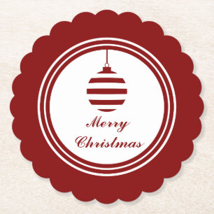 Dessous-de-verre En Papier NOEL Joyeux Noël Vacances Rouge Et Blanc Bulle
