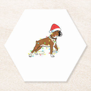 Dessous-de-verre En Papier Noël Lumières Boxer Amoureux des chiens Funny Cade