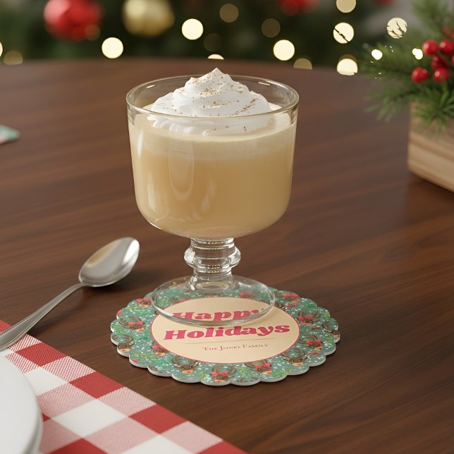 Dessous-de-verre En Papier Noël Reindeer Forest vert  (Créateur téléchargé)