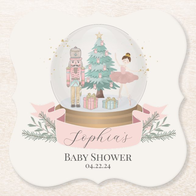 Dessous-de-verre En Papier noisette rose baby shower de noël (Devant)