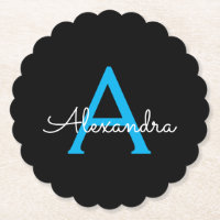 Nom du monogramme de la fille en noir bleu