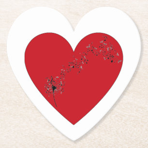 Dessous-de-verre En Papier Notes musicales dans le coeur, Dessous de verre pa