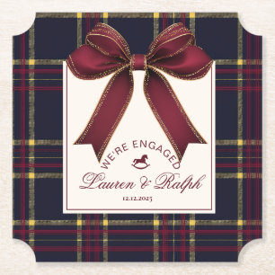 Dessous-de-verre En Papier Nous sommes fiancés Fête de fiançailles Nœud rouge