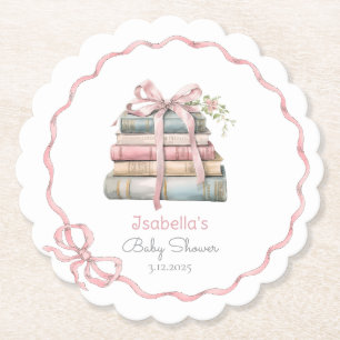 Dessous-de-verre En Papier Nouveau chapitre ruban rose Bow fille baby shower