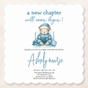Dessous-de-verre En Papier Nouveau Chapitre Teddy bleu garçon baby shower Our