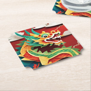 Dessous-de-verre En Papier Nouvel An chinois mignon Dragon Zodiac Anniversair