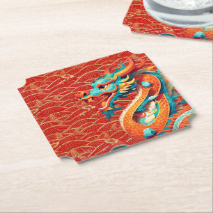 Dessous-de-verre En Papier Nouvel An chinois mignon Dragon Zodiac Anniversair