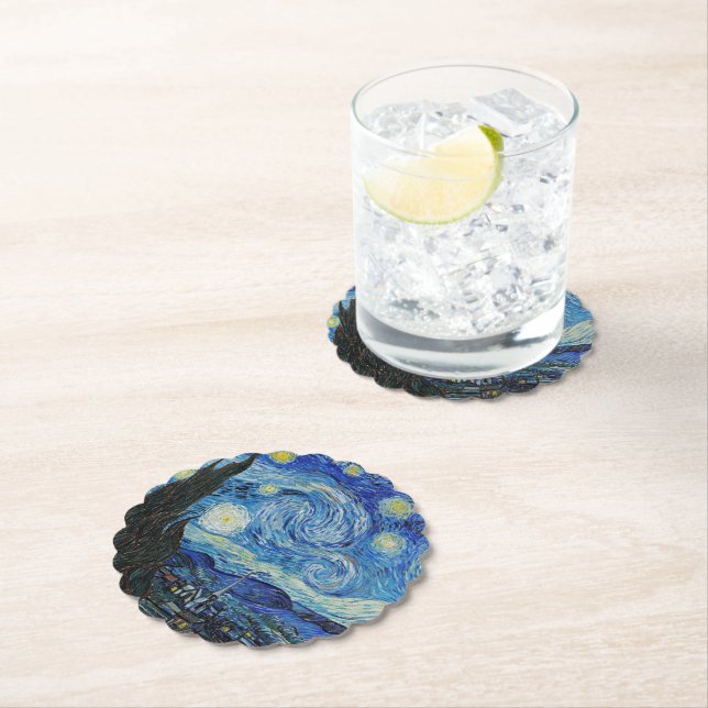 Dessous-de-verre En Papier Nuit étoilée par Vincent van Gogh, (En situation)