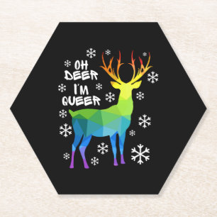 Dessous-de-verre En Papier Oh Deer Je Suis Queer Funny Lgbt Gay Lesbian Chris