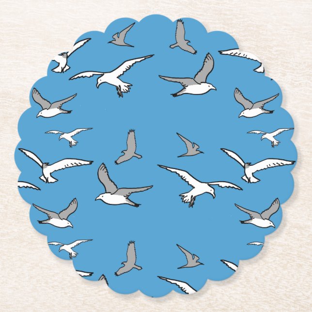 Dessous-de-verre En Papier Oiseaux - un troupeau de mouettes (Devant)