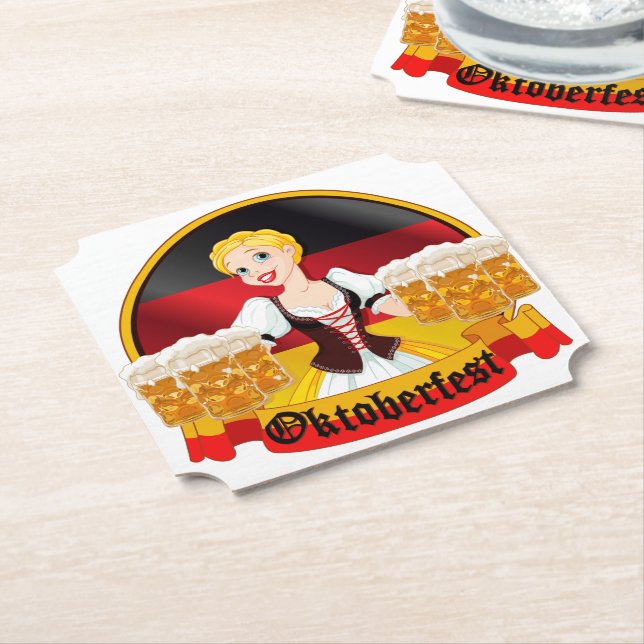 Dessous-de-verre En Papier Oktoberfest Bar allemand Maid (Incliné)