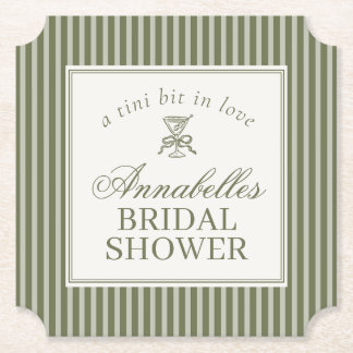 Dessous-de-verre En Papier Olive Martini Old Money Striped Bridal Shower