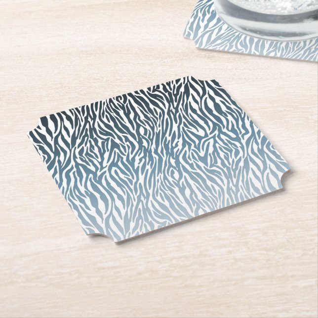 Dessous-de-verre En Papier Ombre d'impression Wild Blue Zebra (Incliné)
