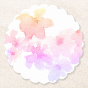 Dessous-de-verre En Papier *~* Ombre Peach Peach Rose Floral Aquarelle Douce