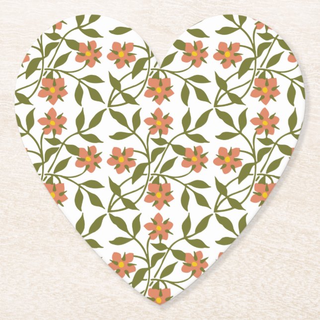 DESSOUS-DE-VERRE EN PAPIER ORANGE FLEURS AUX BRÛLES VERTES (Devant)