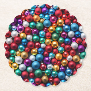 Dessous-de-verre En Papier Ornements de Noël colorés en forme de boule
