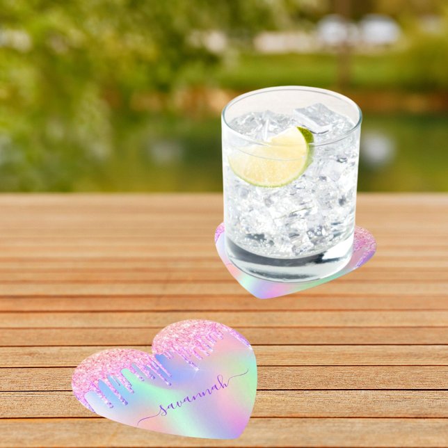 Dessous-de-verre En Papier Pailleté rose iridescent or rose arc-en-ciel anniv (Créateur téléchargé)