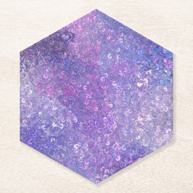 Dessous-de-verre En Papier Paillettes rose et violet Bling  (Devant)