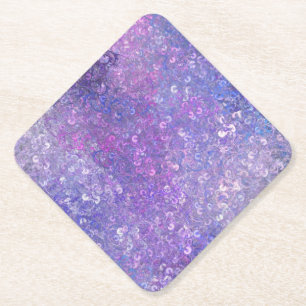 Dessous-de-verre En Papier Paillettes roses et violettes brillantes 