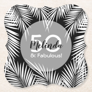 Dessous-de-verre En Papier Palmiers sur Black Tropical Anniversaire
