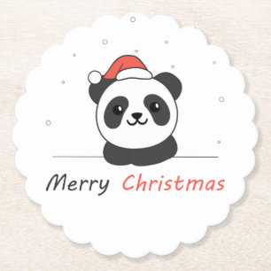 Dessous-de-verre En Papier Panda Noël Neige Animaux d'hiver Pandas