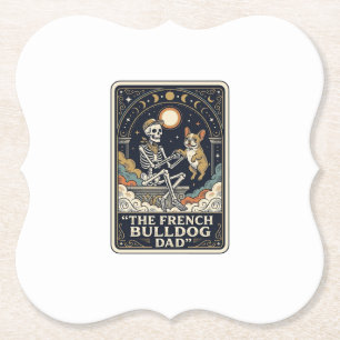 Dessous-de-verre En Papier Papa Bouledogue Français Vintage Squelette Tarot T