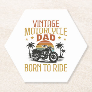 Dessous-de-verre En Papier papa de moto vintage né à conduire