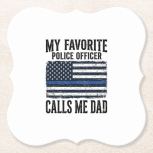 Dessous-de-verre En Papier Papa officier de police ligne bleue mince vecteur