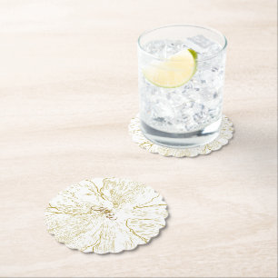 Dessous-de-verre En Papier Papier à motifs floraux dorés en forme de coquille