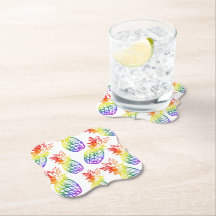 Papier Dessous de verre arc-en-ciel ananas