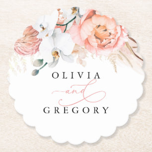 Dessous-de-verre En Papier Papier Tropical Élégant Pampas Rose