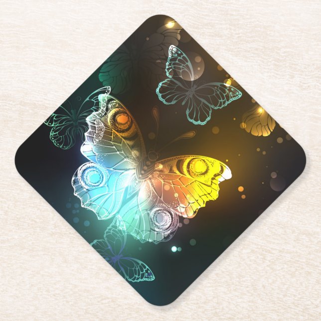 Dessous-de-verre En Papier Papillon lumineux et papillons de nuit (Devant)