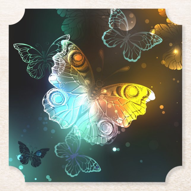 Dessous-de-verre En Papier Papillon lumineux et papillons de nuit (Devant)