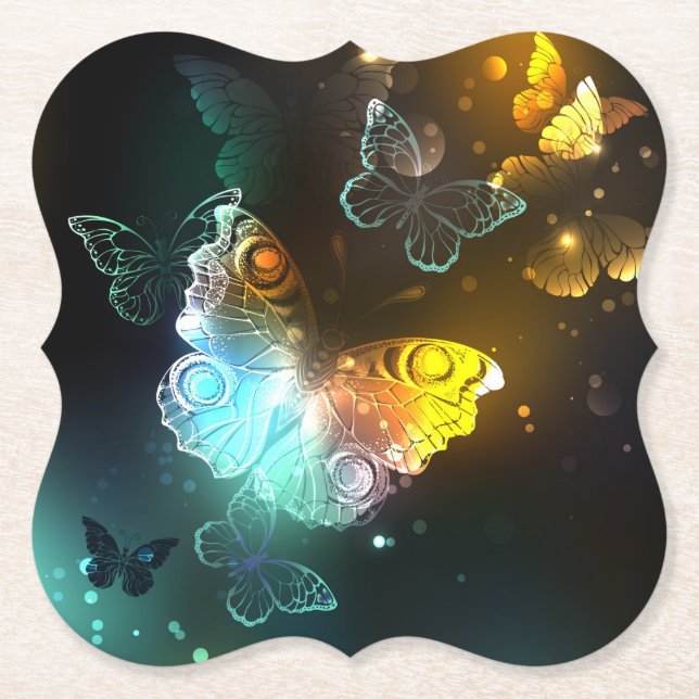Dessous-de-verre En Papier Papillon lumineux et papillons de nuit (Devant)
