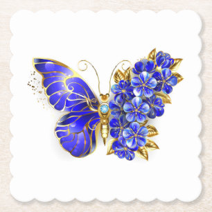 Dessous-de-verre En Papier Papillon Saphir Fleur