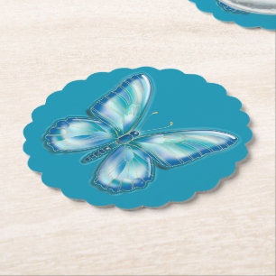 Dessous-de-verre En Papier Papillon turquoise
