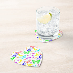 Dessous-de-verre En Papier Papillons de couleur arc-en-ciel volant