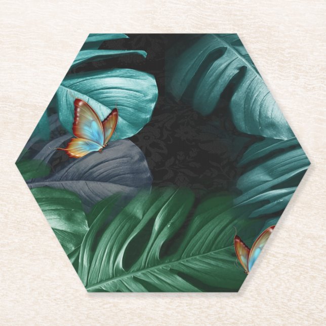 Dessous-de-verre En Papier Papillons du Paradis/Tropical Turquoise Splash (Devant)