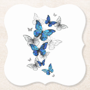 Dessous-de-verre En Papier Papillons volants bleus Morpho