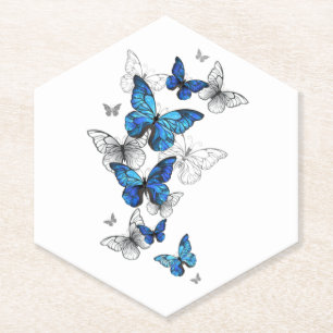 Dessous-de-verre En Papier Papillons volants bleus Morpho