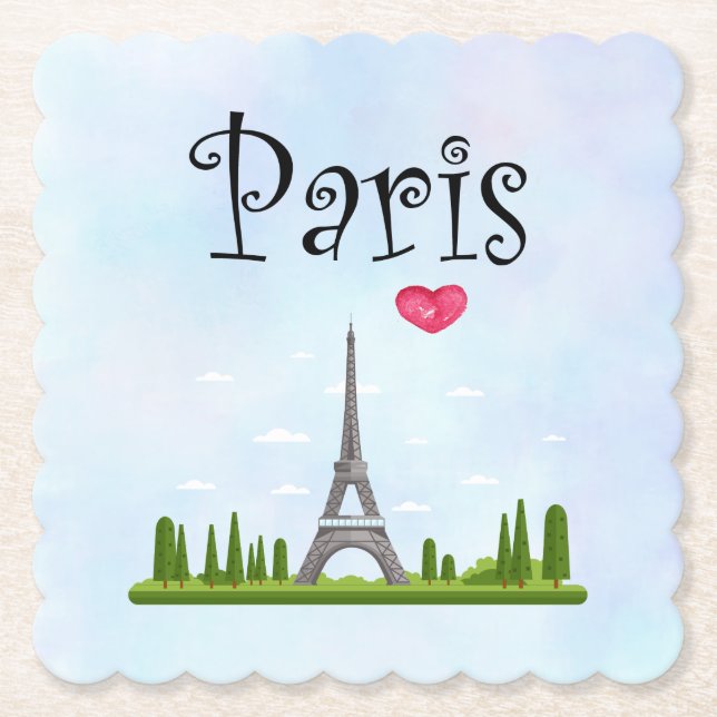 Dessous-de-verre En Papier Paris avec la Tour Eiffel (Devant)