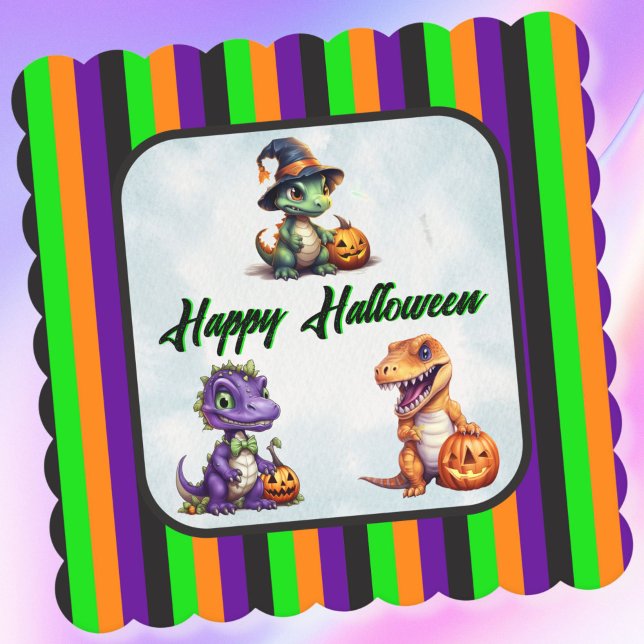 Dessous-de-verre En Papier Parti Dino-Mash d'Halloween (Dinosaur Halloween Drink Coaster)