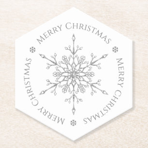 Dessous-de-verre En Papier Parties scintillant d'argent Snowflake Joyeux Noël