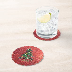 Dessous-de-verre En Papier Parties scintillant de l'arbre de Noël de Bling