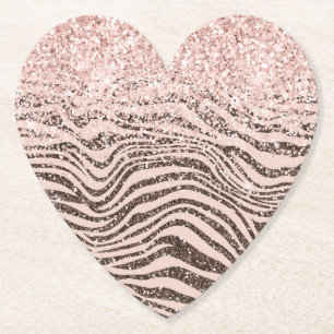 Dessous-de-verre En Papier Parties scintillant d'impression Brown Zebra de la