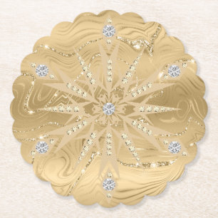 Dessous-de-verre En Papier Parties scintillant Or de luxe Snowflake Diamond